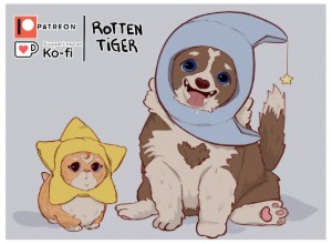 Collie Barkerton & Purrnelope Furrington (@rottentiger_art)