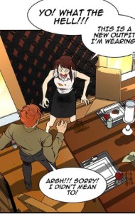 Nol spilling orange juice on Shin-ae