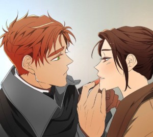 Nol doing Shin-ae's makeup (sy staring at eo's lips)