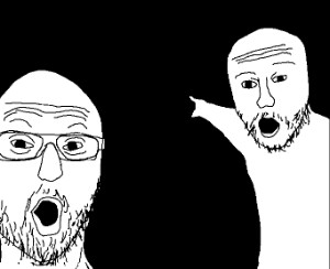Two Soyjaks Pointing