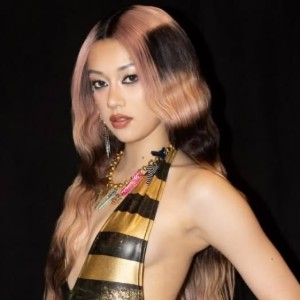black hair with pink