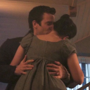 Stairwell neck kiss #1