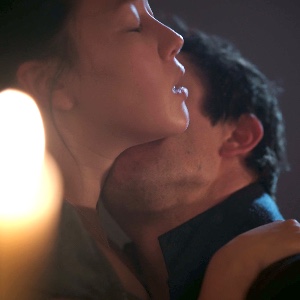 Stairwell neck kiss #2