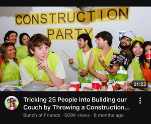Tricking 25 People into Building our Couch by Throwing a Construction themed Halloween Party