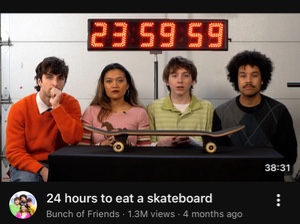 24 hours to eat a skateboard
