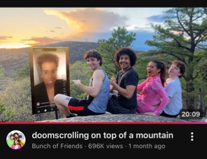 doomscrolling on top of a mountain