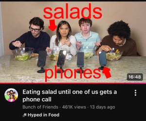 Eating salad until one of us gets a phone call