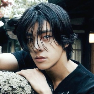 long black hair with whispy bangs