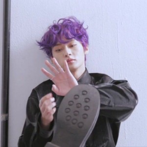 purple curly hair