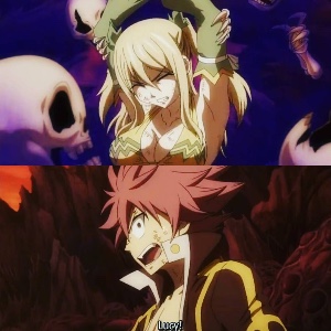 Lucy getting hurt during Tartaros battle