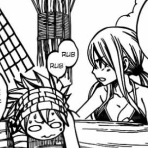 Lucy rubbing Natsu’s back
