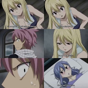 Lucy telling Natsu how him leaving affected her