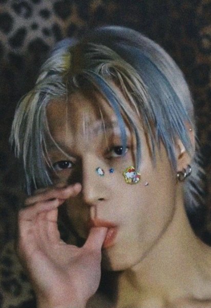 blonde with blue-purple streaks