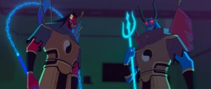 Horse face and ox head