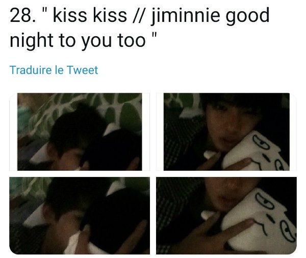 drunk taehyung kissing pelouche & saying goodnight to jimin