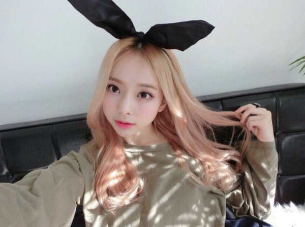 pinkish blonde hair