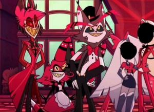 Husk and Alastor and Niffty: Radio Trio(Platonic but romantic if you want it to be)
