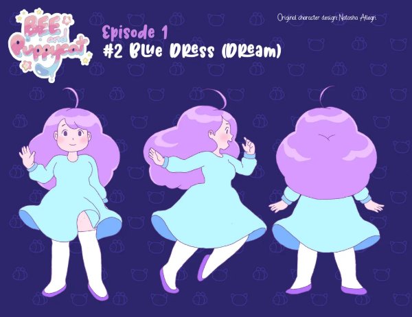 Blue Dress with long socks, purple flats (Dream)