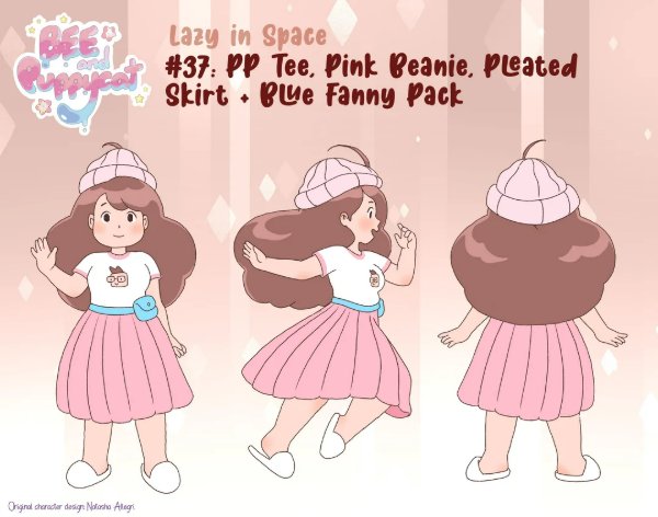 PP Tee, Pink Beanie, Pleated Skirt + Blue Fanny Pack