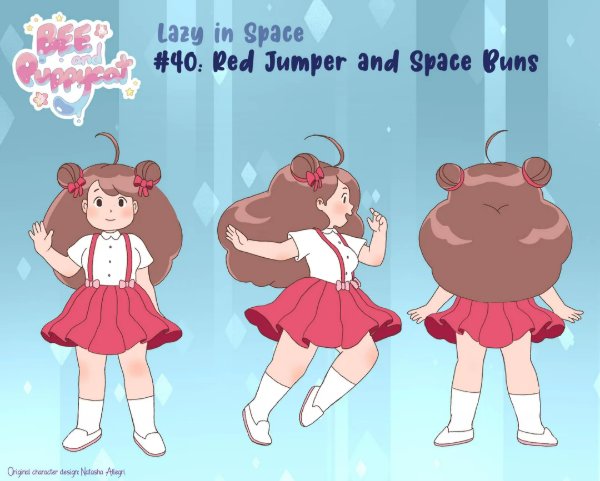 Red Jumper and Space Buns