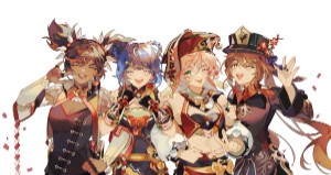 Pyro Liyue Girls (Xiangling × Xinyan × Yanfei × Hu Tao)