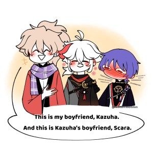 TomoKazuScara (Kazuha's friend × Kazuha × Scaramouche)