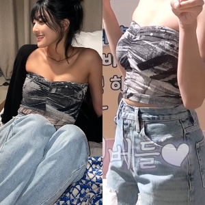 Grey Top + Jean Shorts