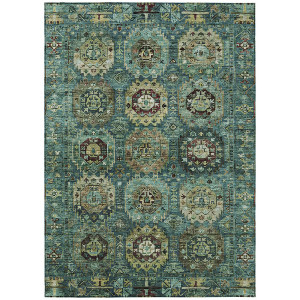Machine+Washable+Indoor_Outdoor+Xhevrie+Teal+Rug