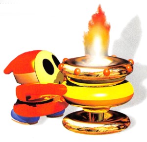 Flaming Pot-pushing Shy Guy