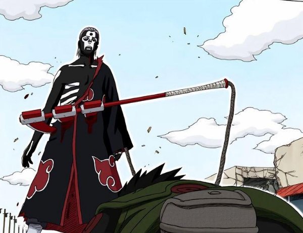 Asuma, Shikamaru, Kotetsu, & Izumo VS Hidan & Kakuzu