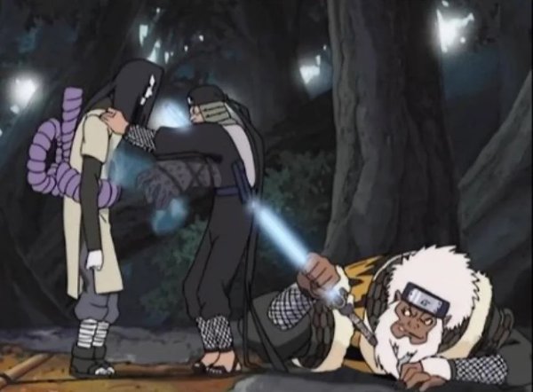 Hiruzen VS Senju Brothers & Orochimaru