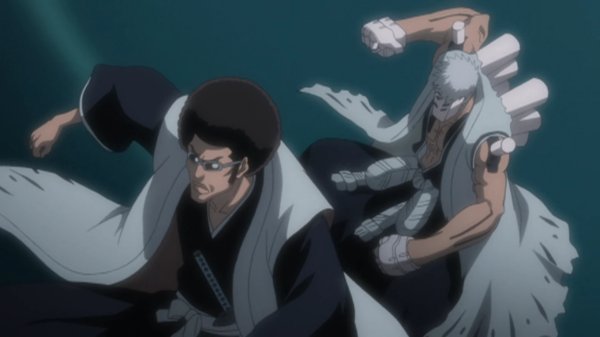 Love, Rose, Lisa, Shinji, & Hacchi VS Hollowfied Kensei & Mashiro