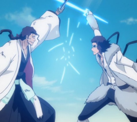 Shunsui, Ukitake, Love, & Rose VS Starrk & Lilynette