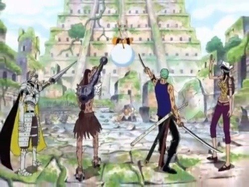 Zoro, Robin, Wyper, & Gan Fall VS Enel