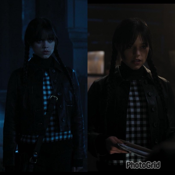 wednesday s1 squares & leather jacket