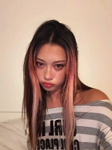 black with pink strands straight