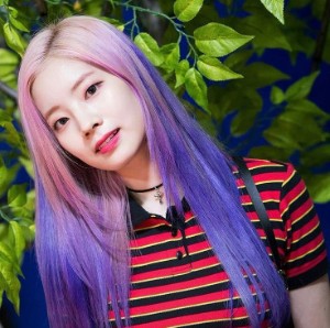 blonde with pink & purple