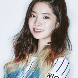 dark brown with blonde and blue ends