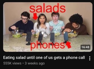 Eating salad until one of us gets a phone call