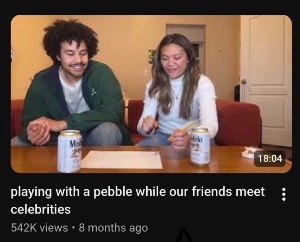 playing with a pebble while our friends meet celebrities
