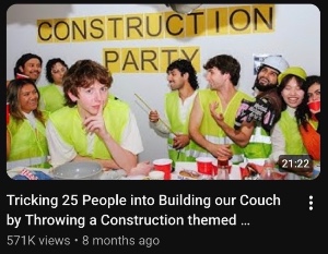 Tricking 25 people into Building our Couch by Throwing a Construction themed Halloween Party
