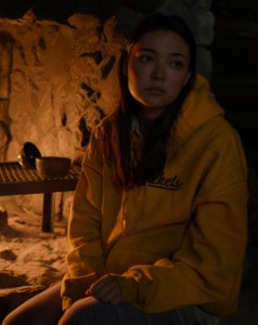 slightly dirty yellow hoodie