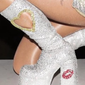 Silver - Yellow Open Heart with Kiss