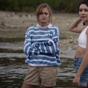 crewneck & khaki shorts