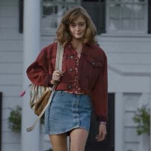 floral top & jean skirt