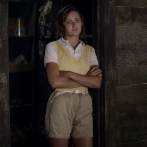 yellow vest & khaki shorts
