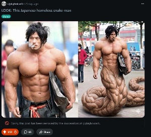 Japanese homeless snake man