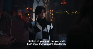 Laurel telling Wednesday about Enid's room change request