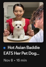Asian girl eating her dog
