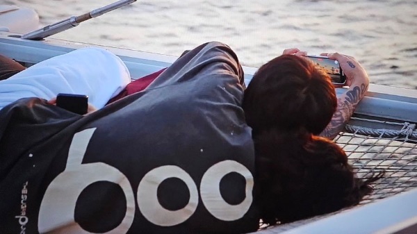 cuddling on the boat
